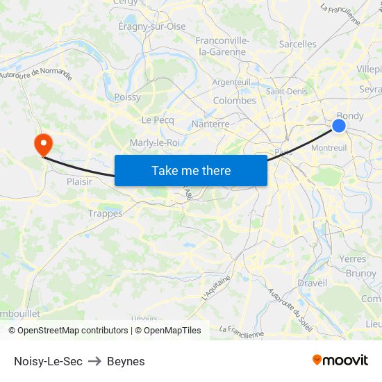 Noisy-Le-Sec to Beynes map