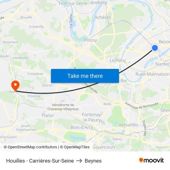 Houilles - Carrières-Sur-Seine to Beynes map