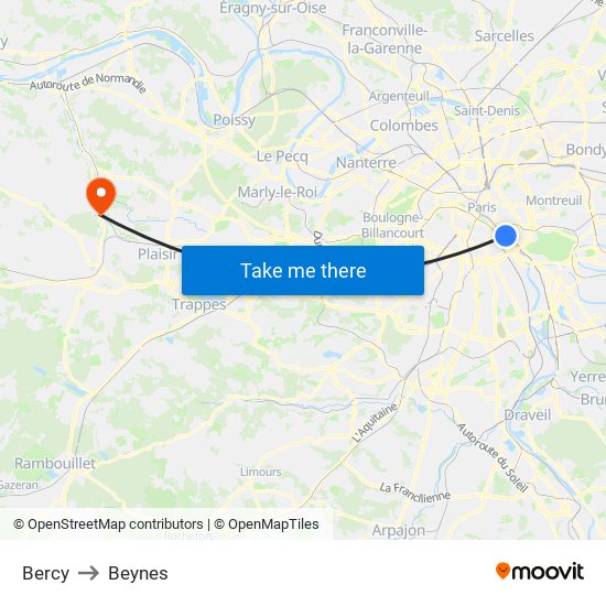 Bercy to Beynes map