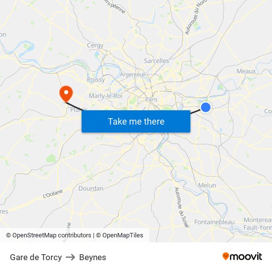 Gare de Torcy to Beynes map