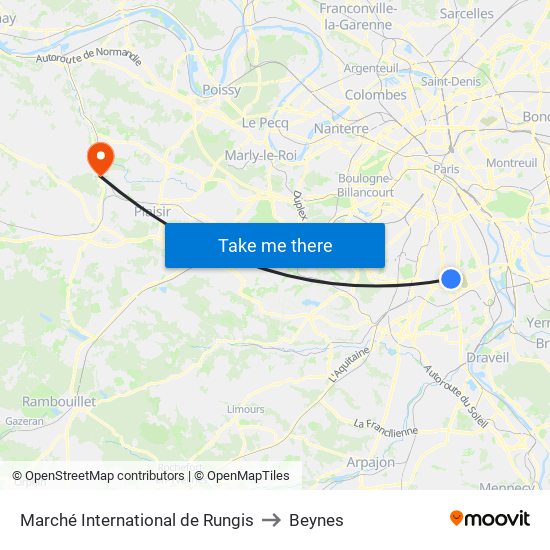 Marché International de Rungis to Beynes map
