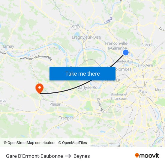Gare D'Ermont-Eaubonne to Beynes map