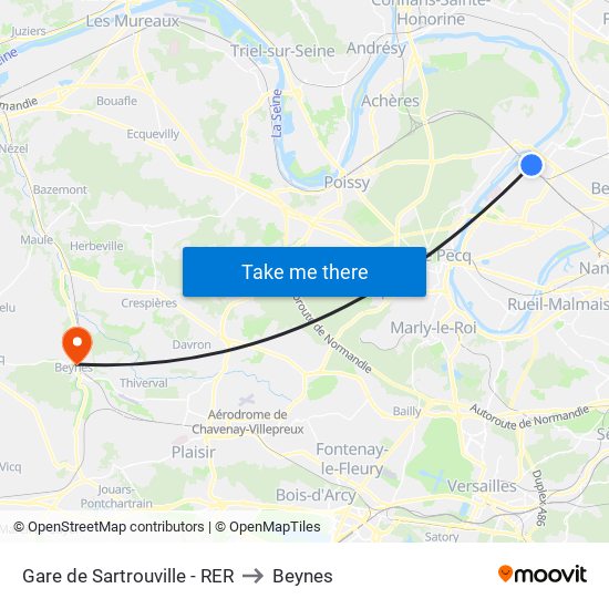 Gare de Sartrouville - RER to Beynes map