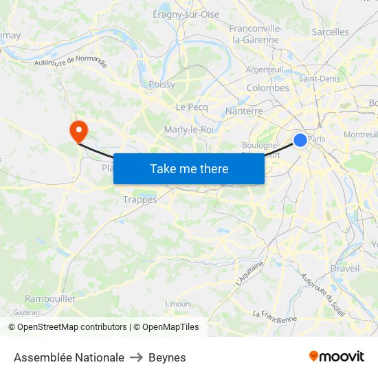 Assemblée Nationale to Beynes map