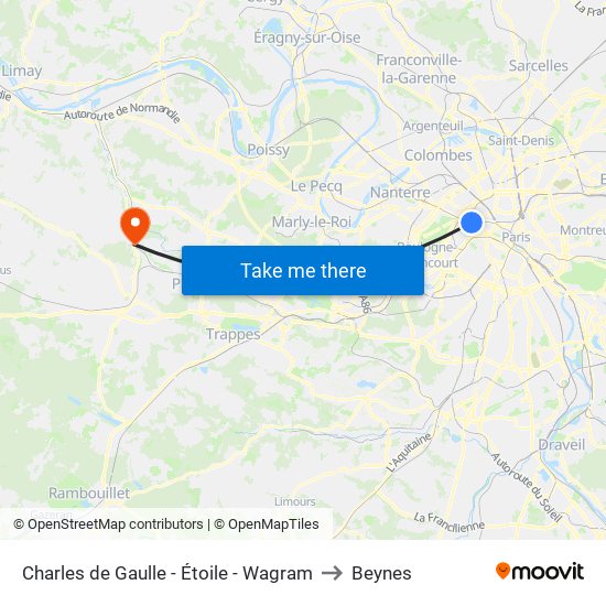 Charles de Gaulle - Étoile - Wagram to Beynes map