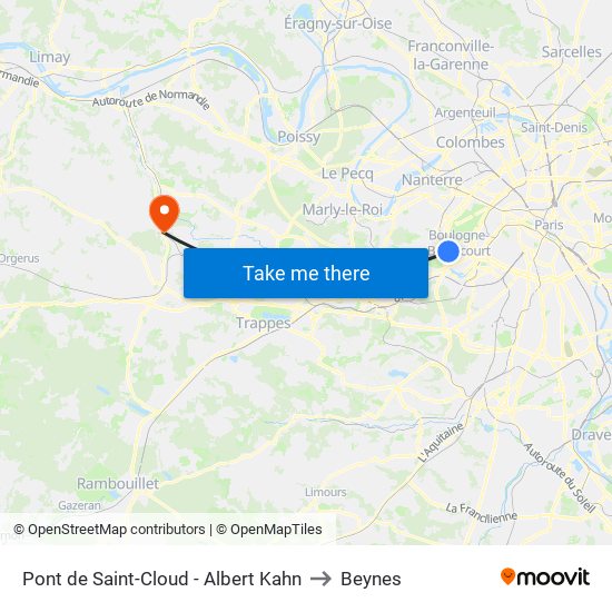 Pont de Saint-Cloud - Albert Kahn to Beynes map