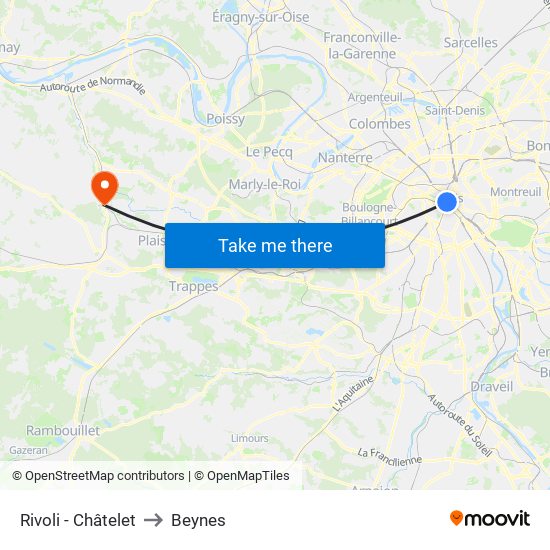 Rivoli - Châtelet to Beynes map