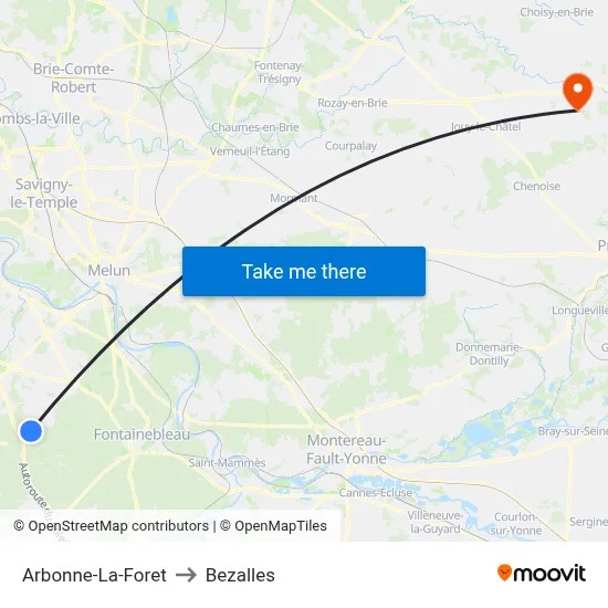Arbonne-La-Foret to Bezalles map