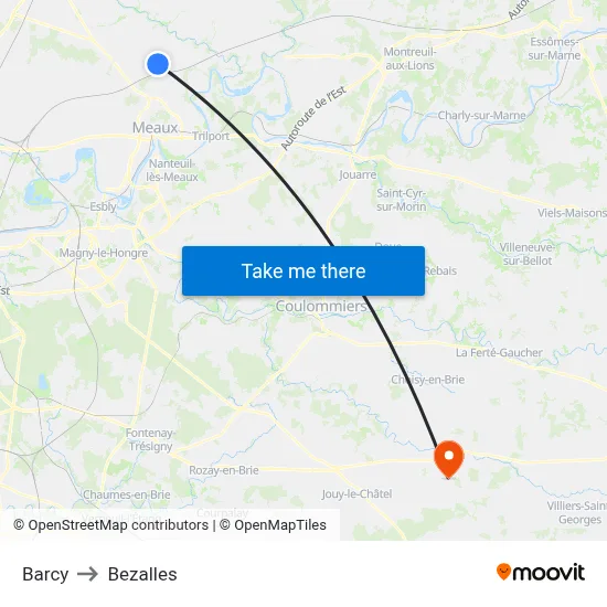 Barcy to Bezalles map