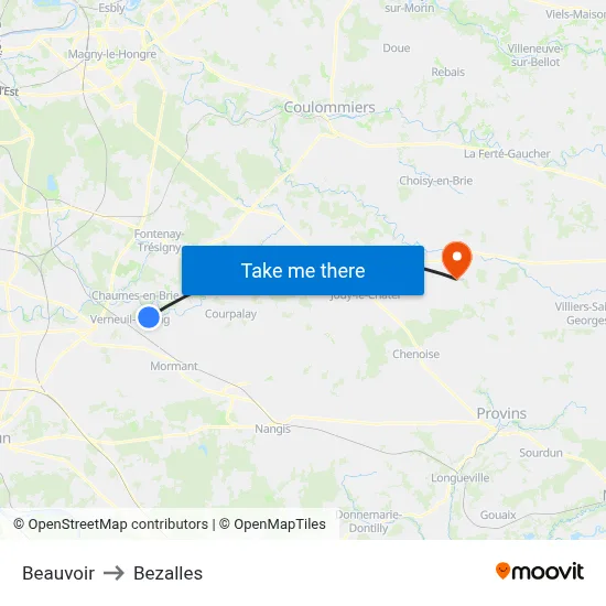 Beauvoir to Bezalles map