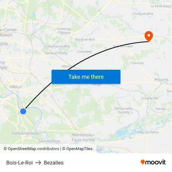 Bois-Le-Roi to Bezalles map