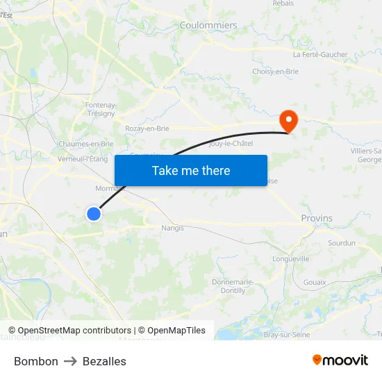 Bombon to Bezalles map