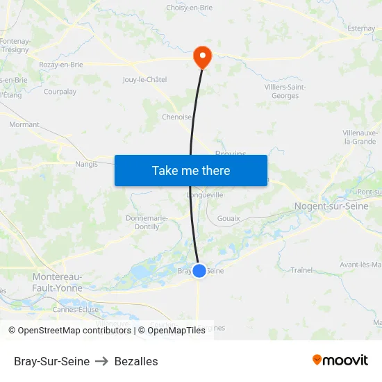Bray-Sur-Seine to Bezalles map