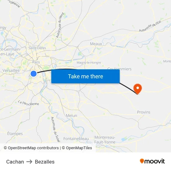 Cachan to Bezalles map