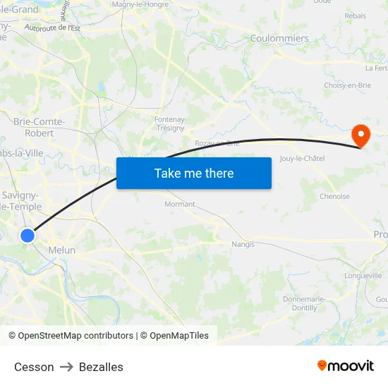 Cesson to Bezalles map