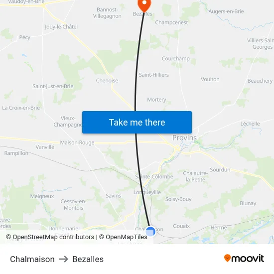 Chalmaison to Bezalles map