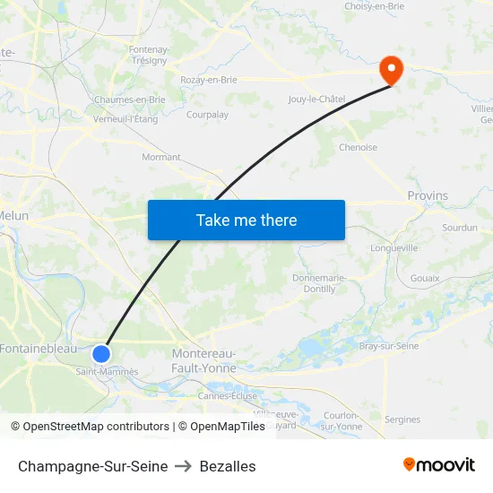 Champagne-Sur-Seine to Bezalles map