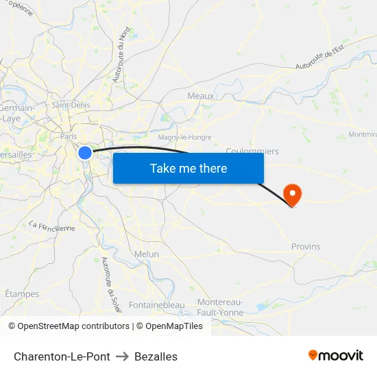 Charenton-Le-Pont to Bezalles map