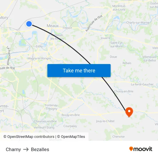 Charny to Bezalles map
