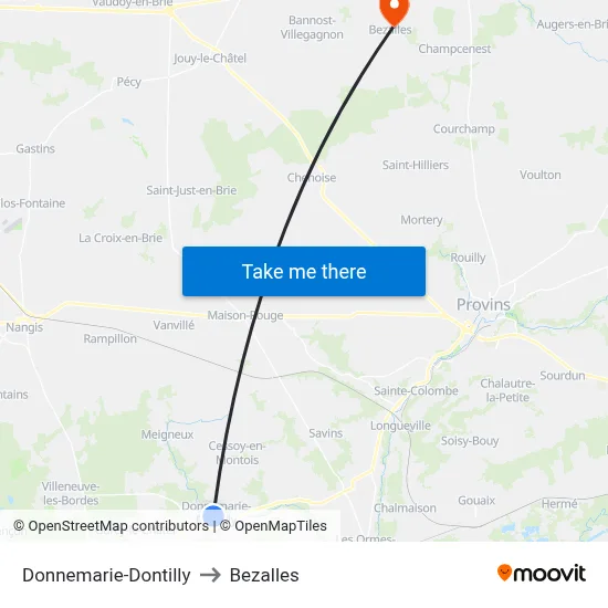 Donnemarie-Dontilly to Bezalles map