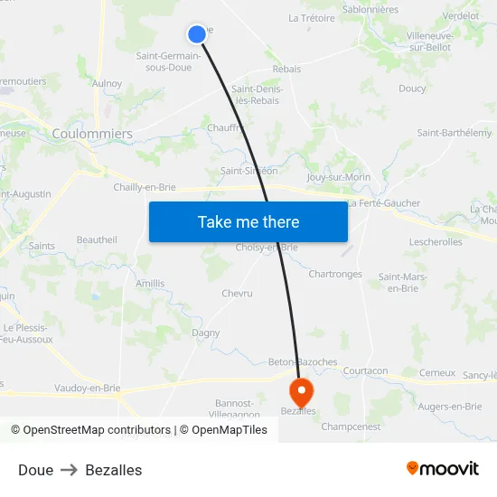 Doue to Bezalles map