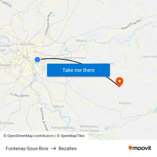 Fontenay-Sous-Bois to Bezalles map