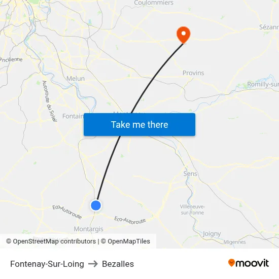 Fontenay-Sur-Loing to Bezalles map