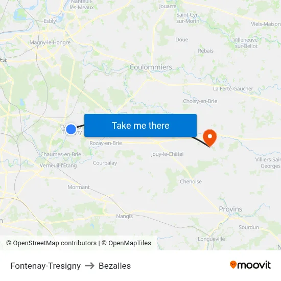 Fontenay-Tresigny to Bezalles map
