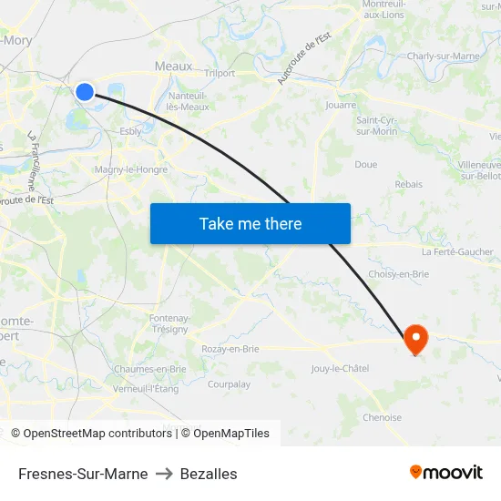 Fresnes-Sur-Marne to Bezalles map