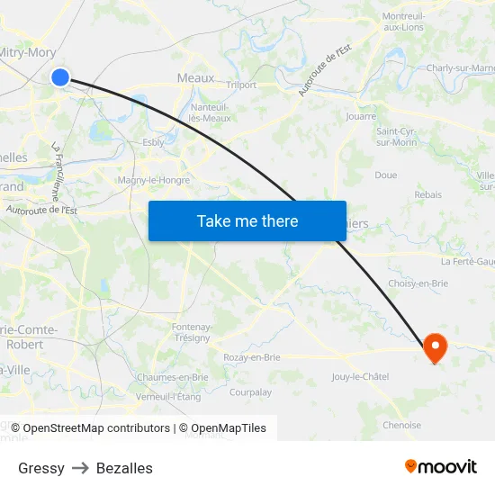 Gressy to Bezalles map