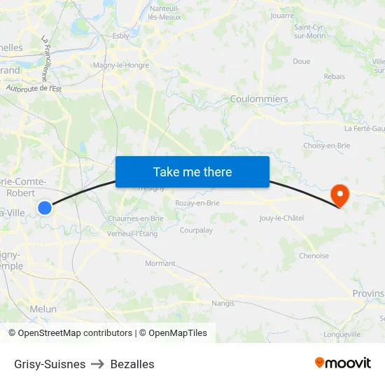 Grisy-Suisnes to Bezalles map