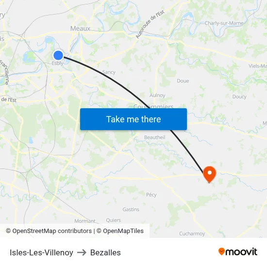 Isles-Les-Villenoy to Bezalles map