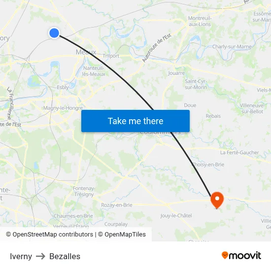 Iverny to Bezalles map