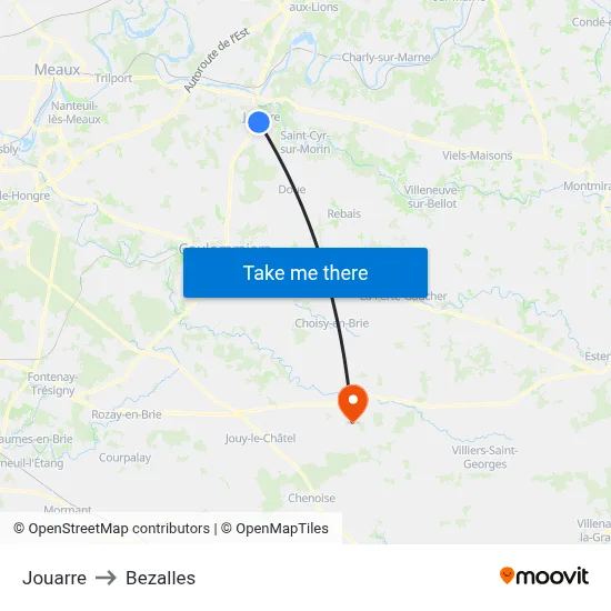 Jouarre to Bezalles map