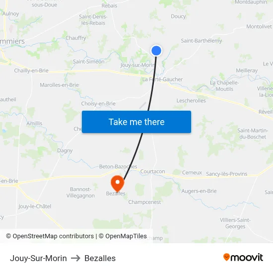 Jouy-Sur-Morin to Bezalles map