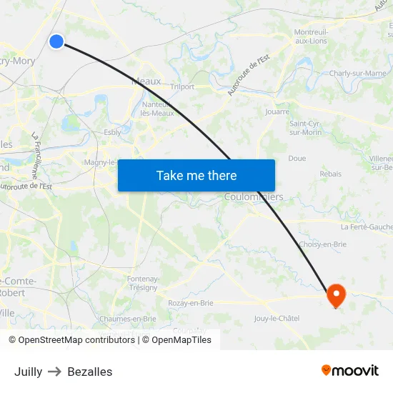 Juilly to Bezalles map