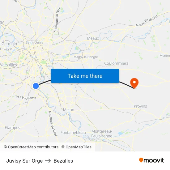 Juvisy-Sur-Orge to Bezalles map