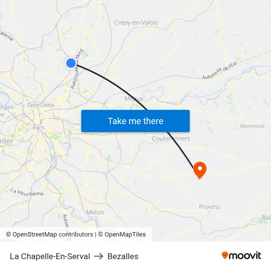 La Chapelle-En-Serval to Bezalles map