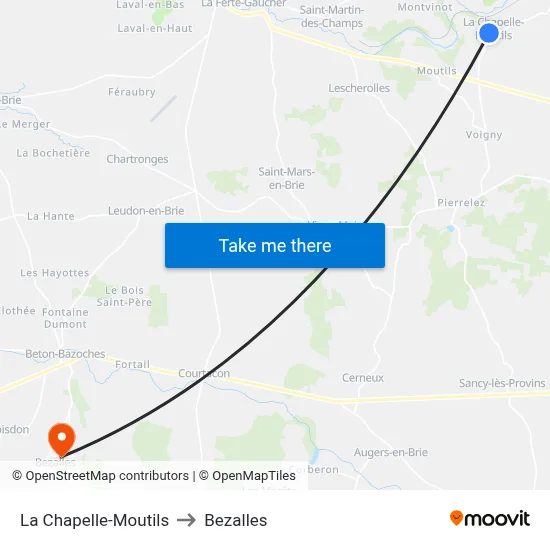 La Chapelle-Moutils to Bezalles map