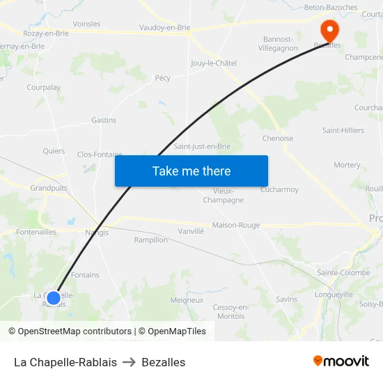 La Chapelle-Rablais to Bezalles map