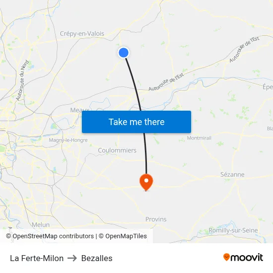La Ferte-Milon to Bezalles map