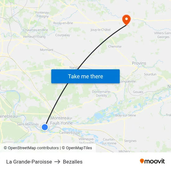 La Grande-Paroisse to Bezalles map