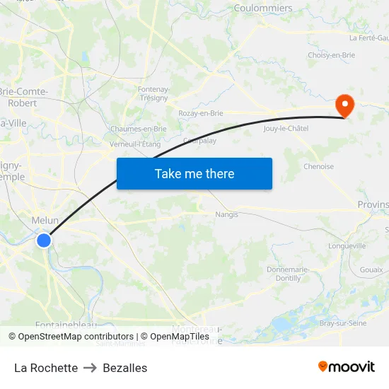 La Rochette to Bezalles map