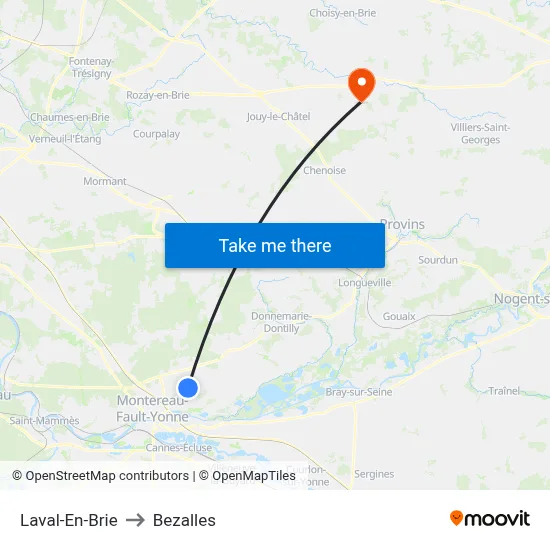 Laval-En-Brie to Bezalles map