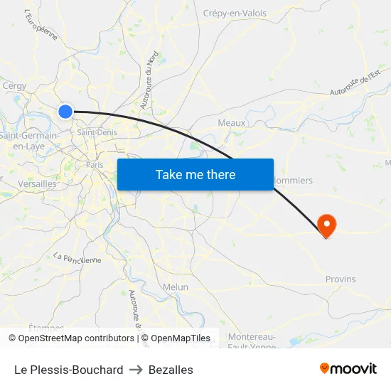 Le Plessis-Bouchard to Bezalles map
