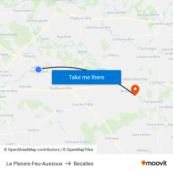 Le Plessis-Feu-Aussoux to Bezalles map