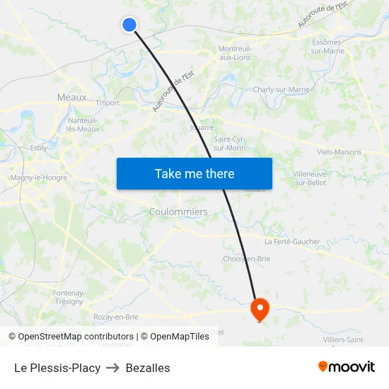Le Plessis-Placy to Bezalles map