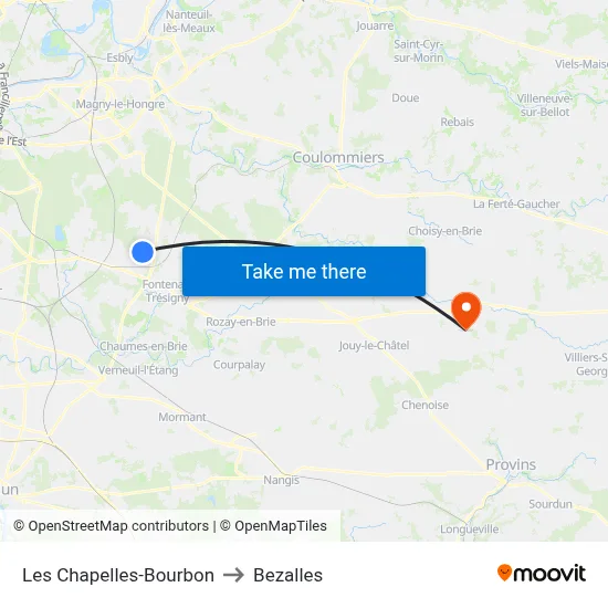 Les Chapelles-Bourbon to Bezalles map