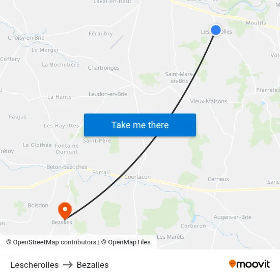 Lescherolles to Bezalles map