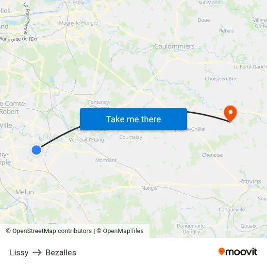 Lissy to Bezalles map